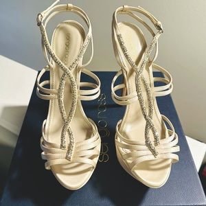 Beautiful champagne color Italian handmade Sergio Rossi sandals